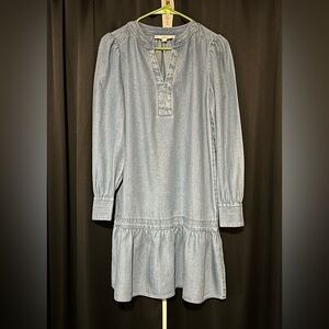 LOFT Light Blue Denim Long Sleeve Dress